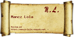 Mancz Lola névjegykártya